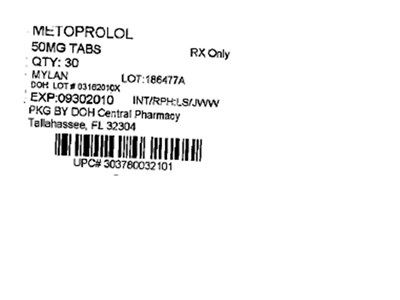 Metoprolol Tartrate Tablets 50 mg Bottles (Metoprolol 50mg(mylan))